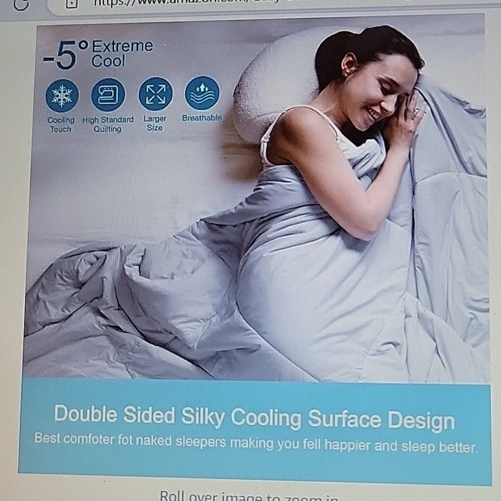 Cozy Bliss dual side cooling comforter gray Twin breathable lightweight New